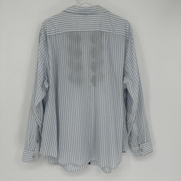 Chaps Shirt Womens 3X Blue White Stripe Embroidered Button Front Long Sleeve - Picture 8 of 9